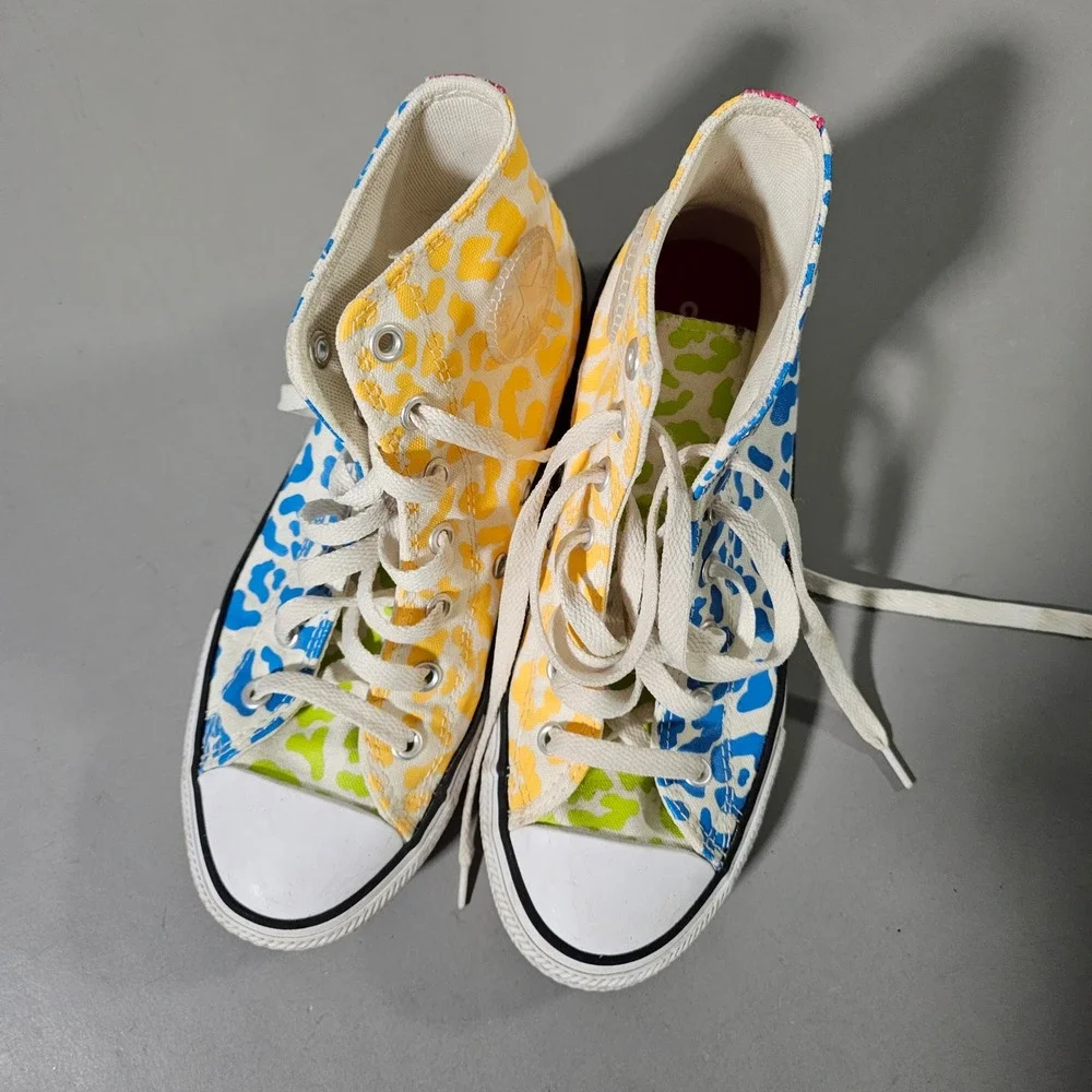 Converse Chuck Taylor High Top Junior 4 Multicolor Leopard Print Sneaker 672089F